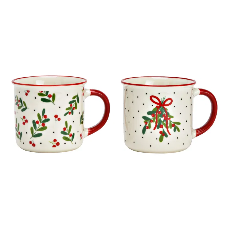 Weihnachtliche Tassen aus Porzellan 2er-Set