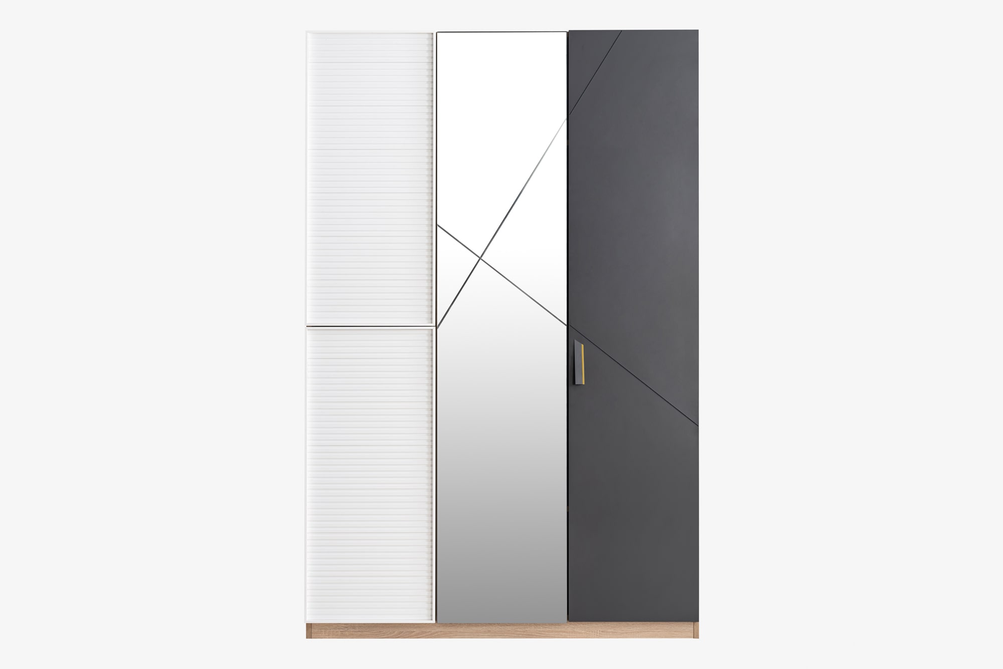 Kleiderschrank New City 3-Türig in Holzoptik/Weiß/Schwarz