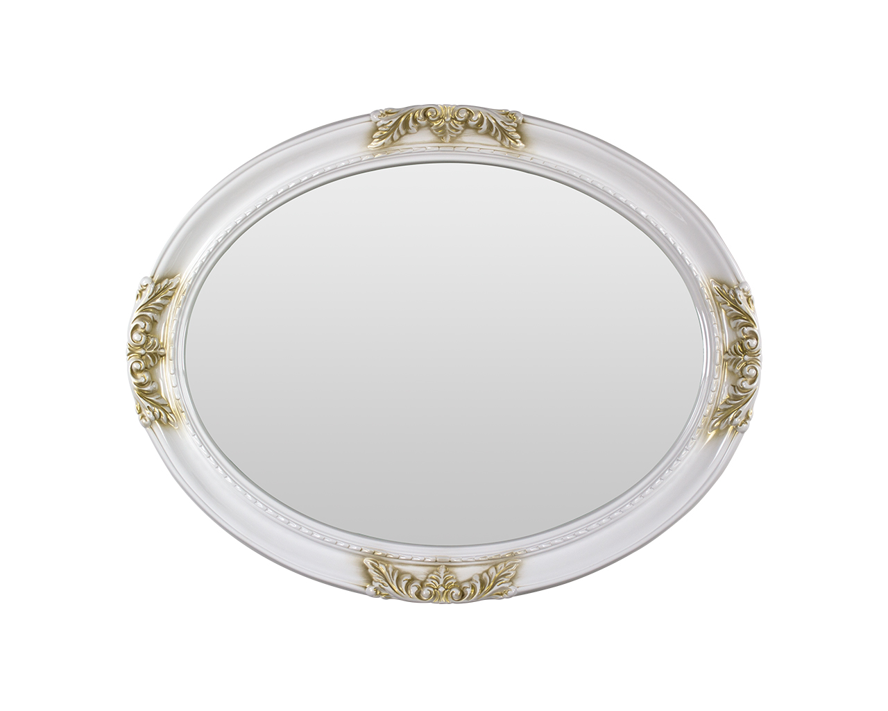 Barock Wandspiegel Remo-Oro Oval in Weiss/Gold
