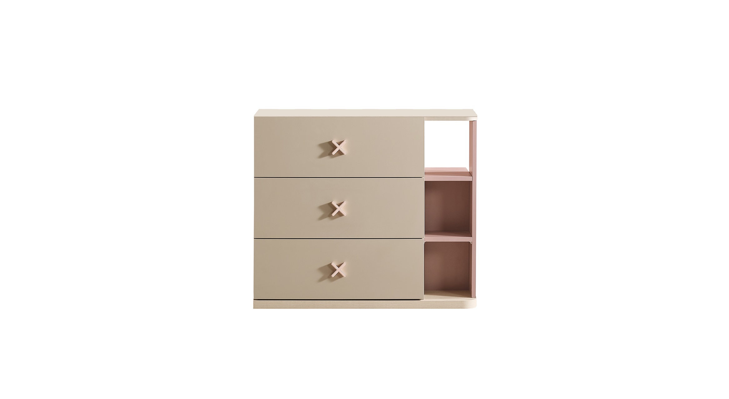 Wäschekommode Rosie in Rosa/Beige