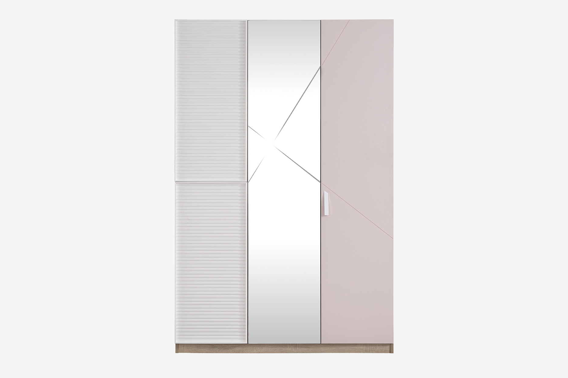 Kleiderschrank Angel 3-Türig in Holzoptik/Weiß/Pink