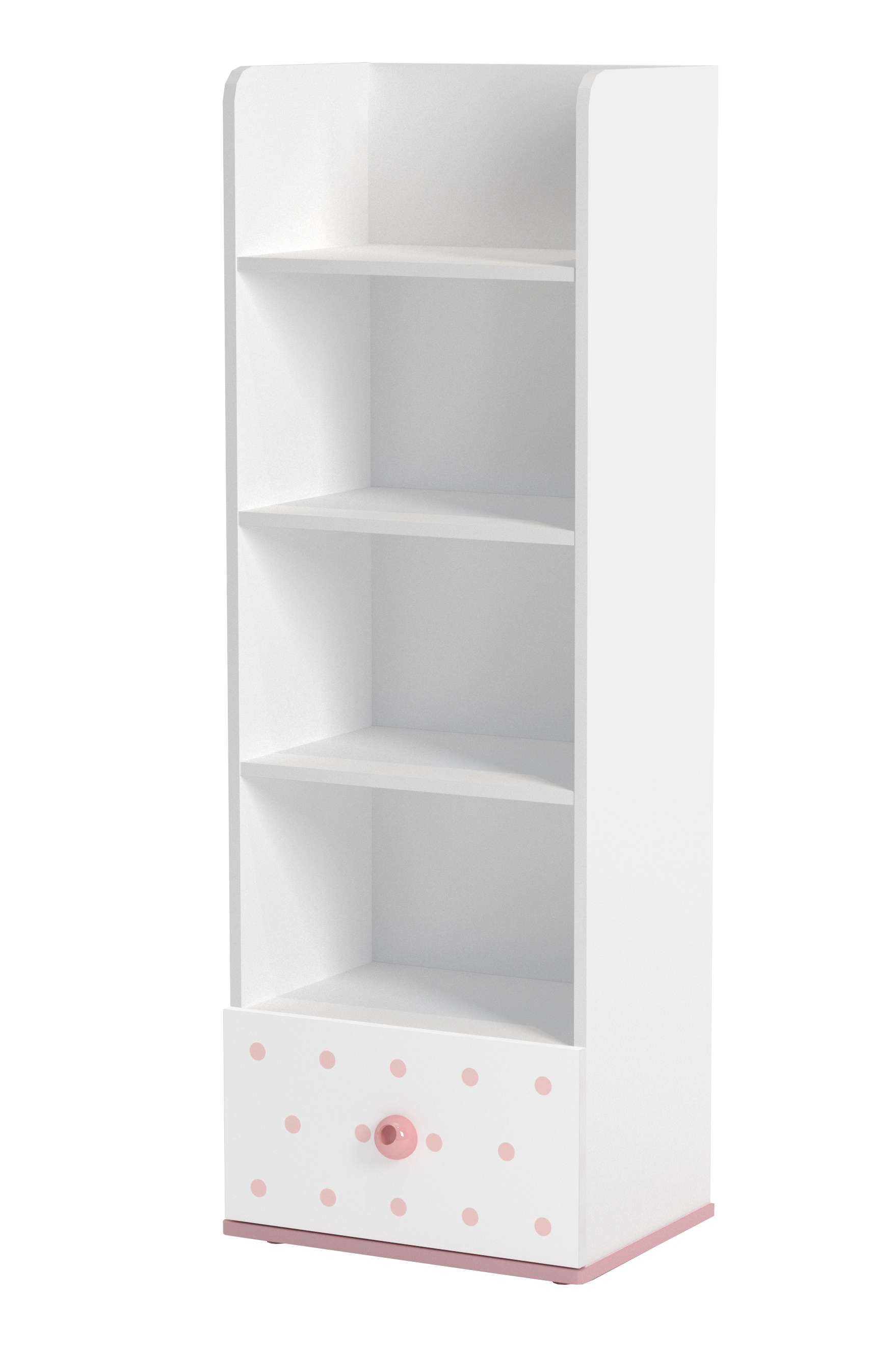 Bücherregal Rainbow mit Schublade in Weiß/Rosa