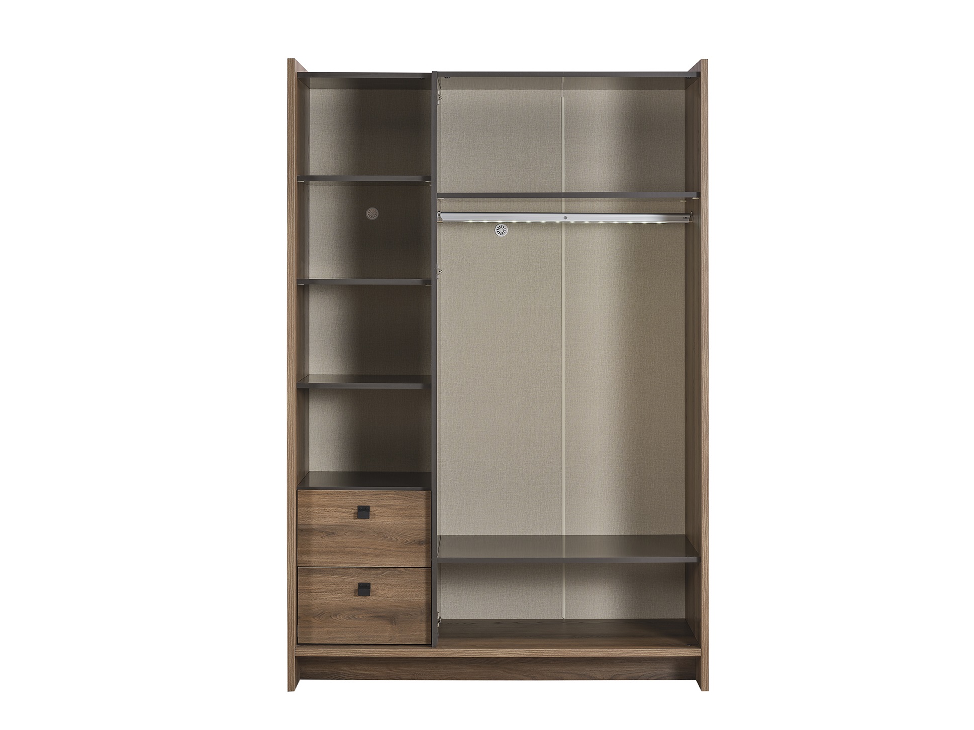 Kleiderschrank Craft 3-Türig in Anthrazit/Silbergrau/Holzoptik