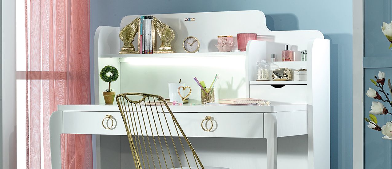 Schreibtisch Elegant White mit LED