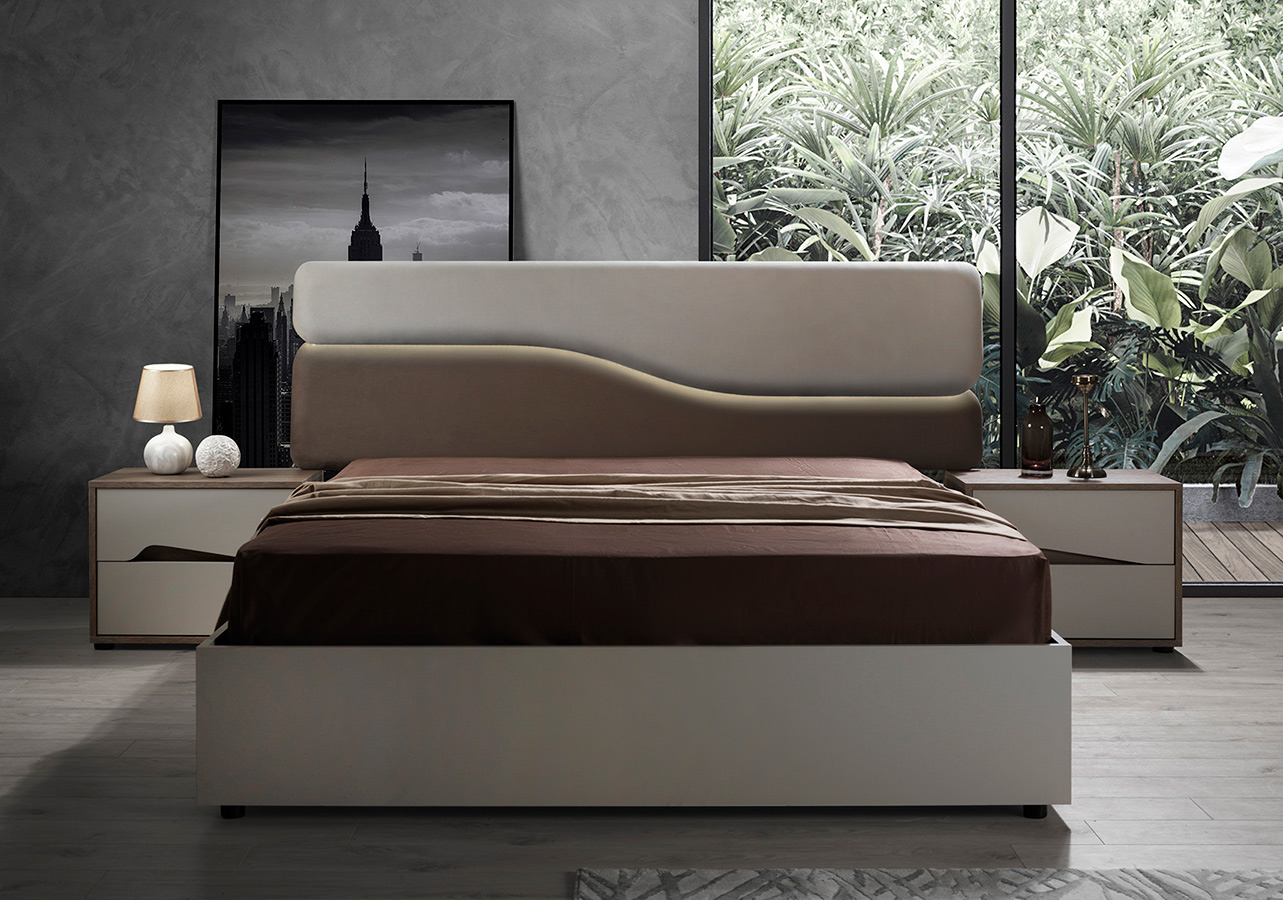 Schlafzimmer-Set Sole 6-Teilig in Créme/Holzoptik