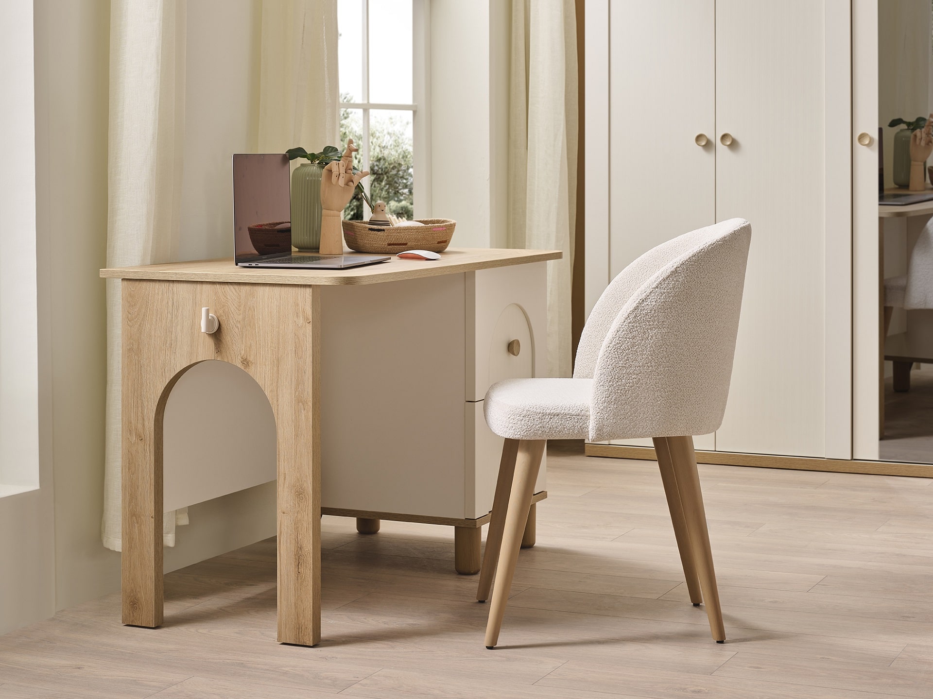 Schreibtisch Classy in Cremeweiß/Holzoptik