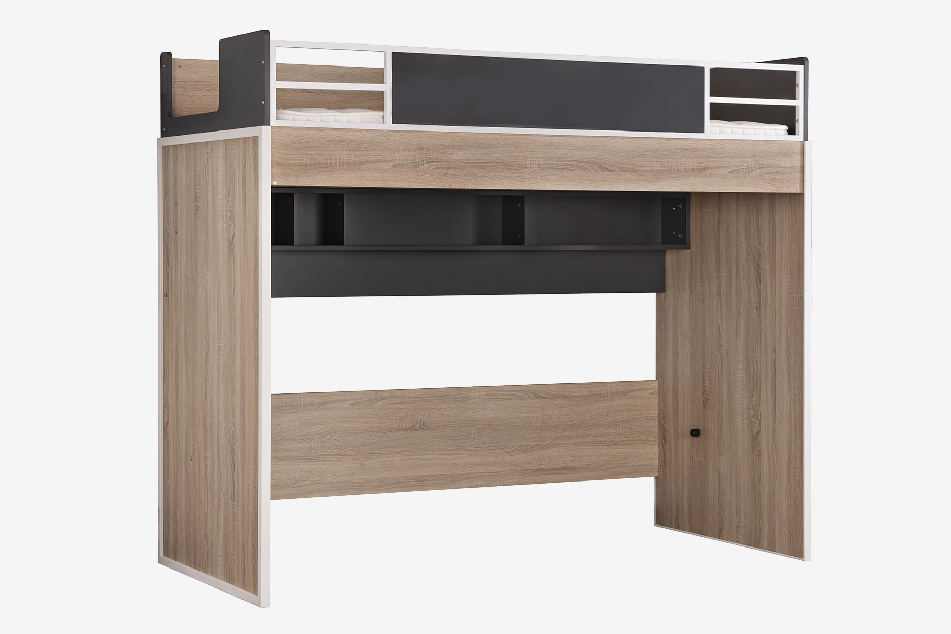 Etagenbett New City 5-Teilig in Holzoptik/Weiß/Schwarz