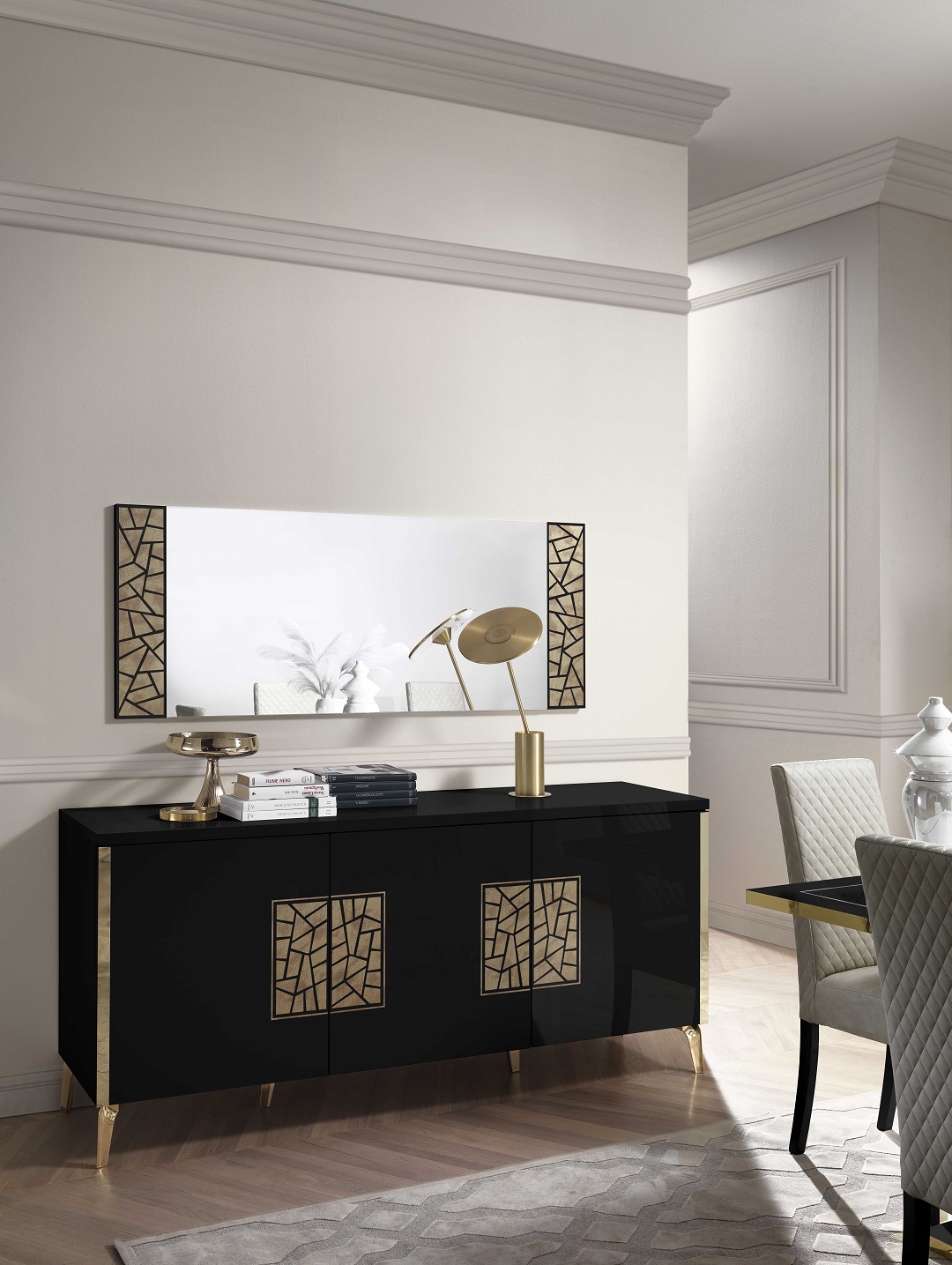 Sideboard Stella in Schwarz/Gold