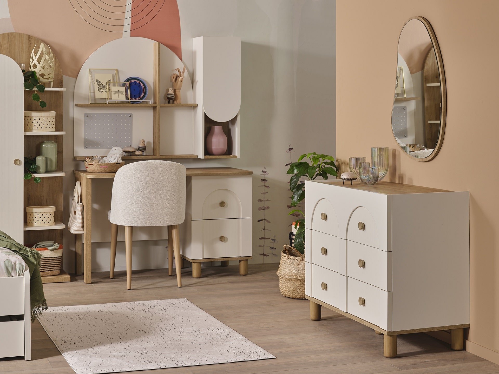 Wäschekommode Classy in Cremeweiß/Holzoptik