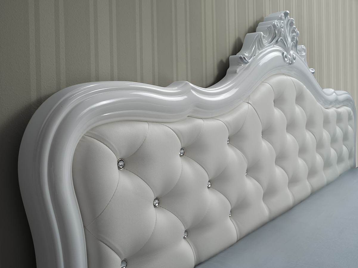 Barock Schlafzimmer-Set Leana 6-Teilig in Weiß/Silber