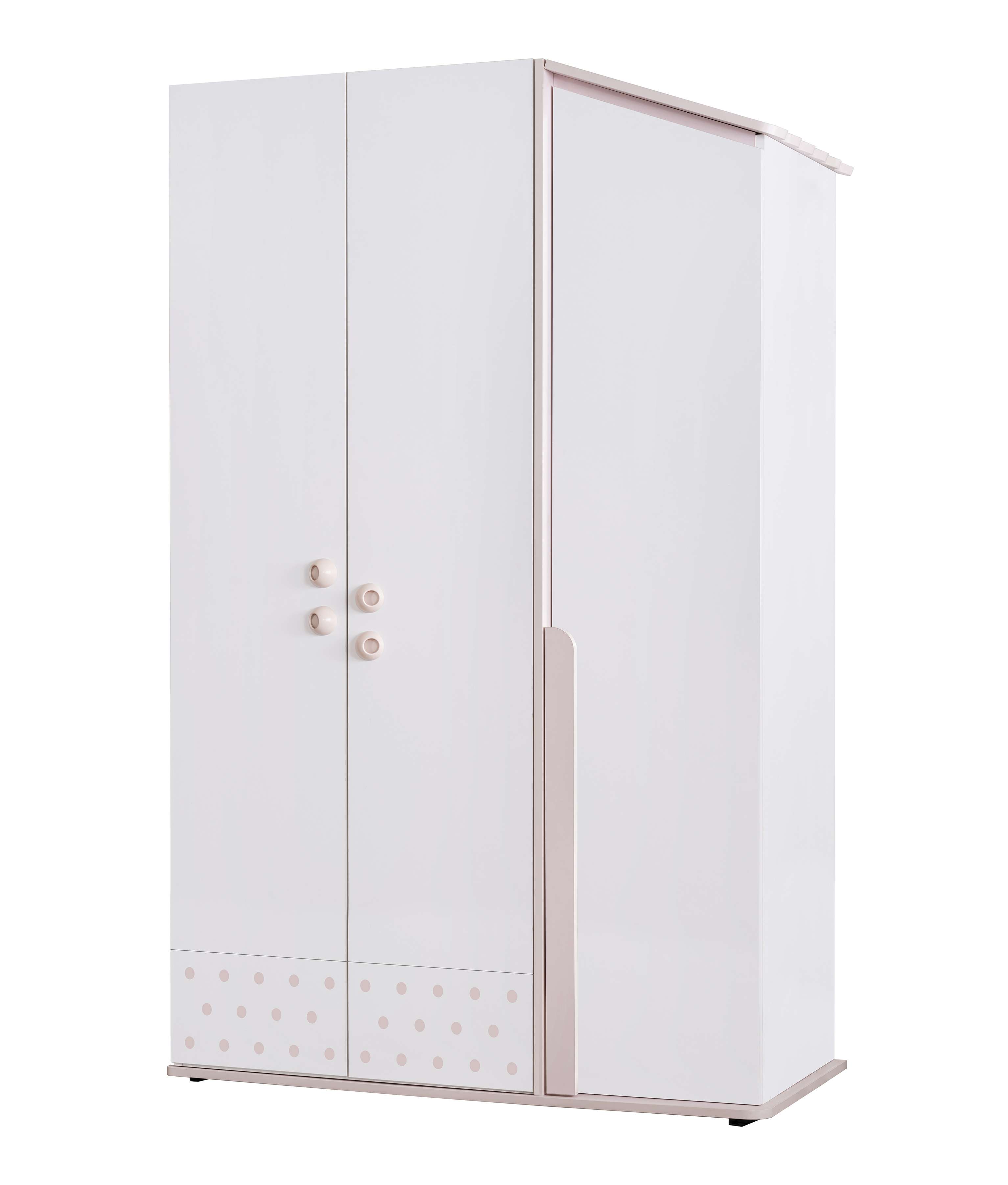 Kleiderschrank Rainbow 3-Türig in Weiß/Rosa