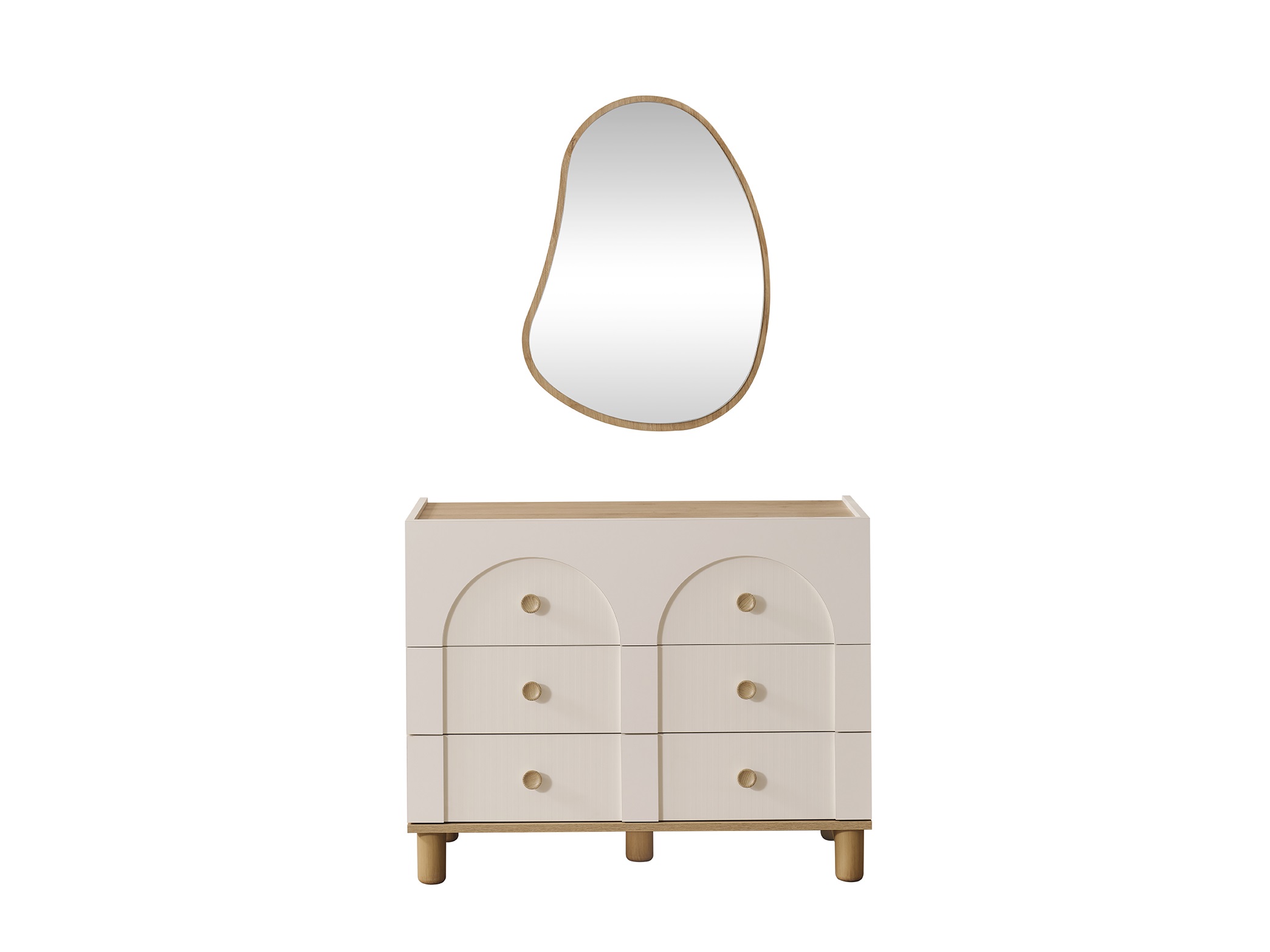 Wäschekommode Classy in Cremeweiß/Holzoptik