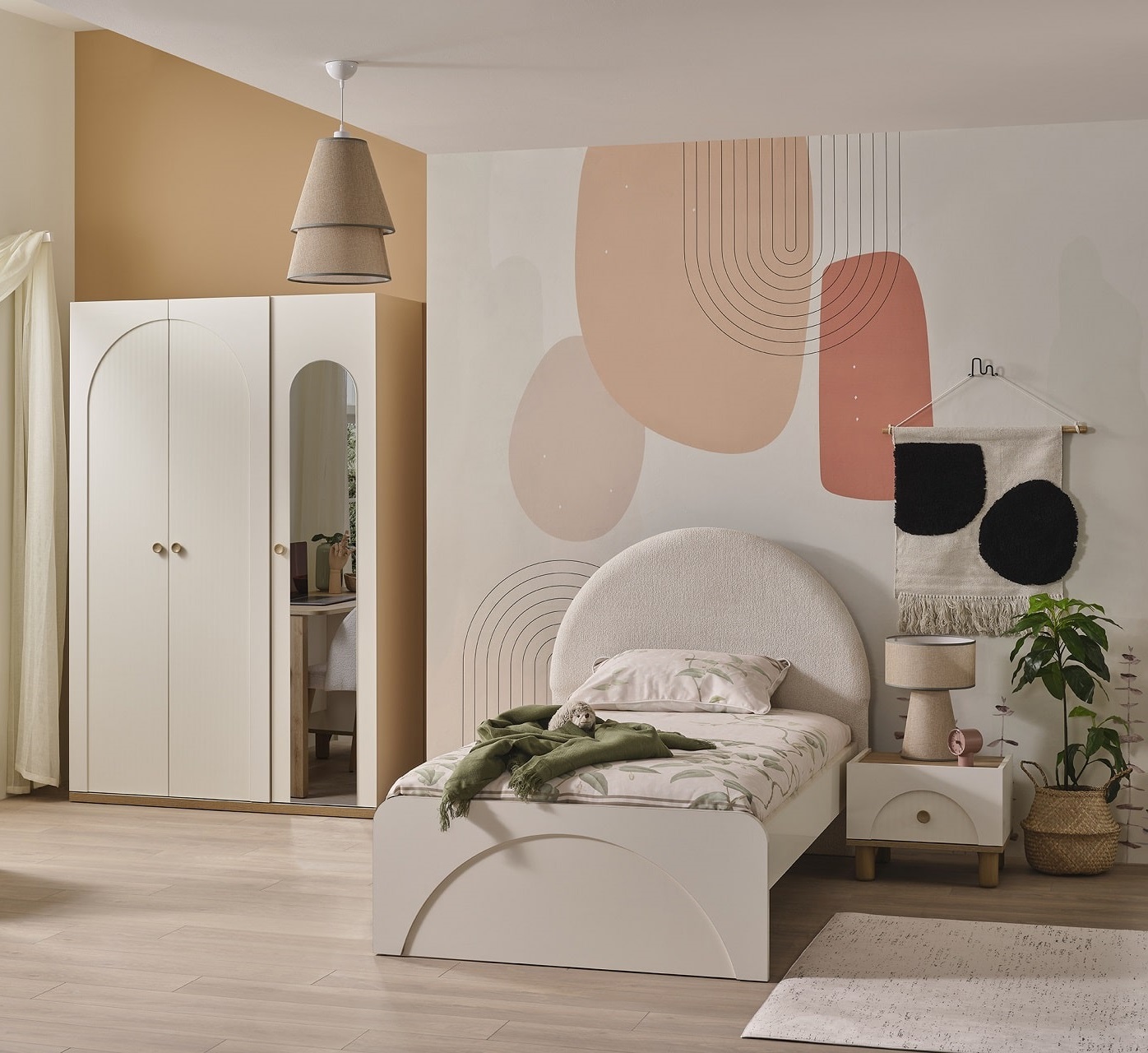 Jugendzimmer-Set Classy 3-Teilig in Cremeweiß/Holzoptik