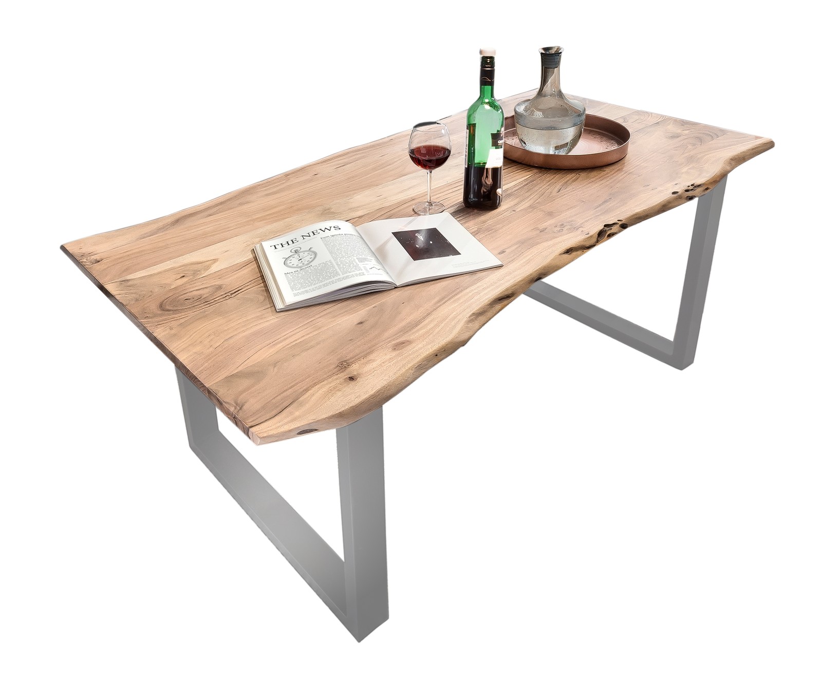 Baumkante-Esstisch TABLES & CO 180 x 90 cm Akazie natur