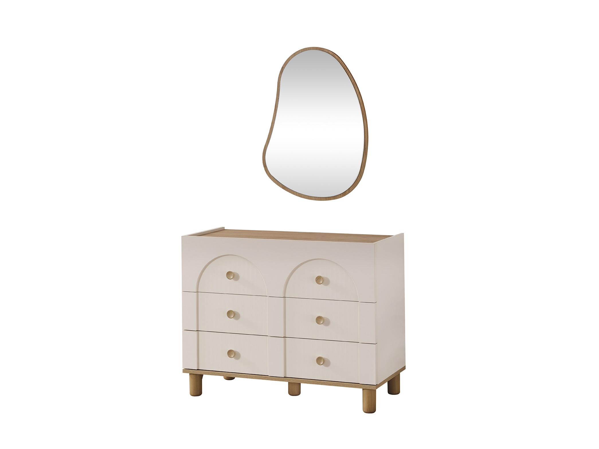 Wäschekommode Classy in Cremeweiß/Holzoptik