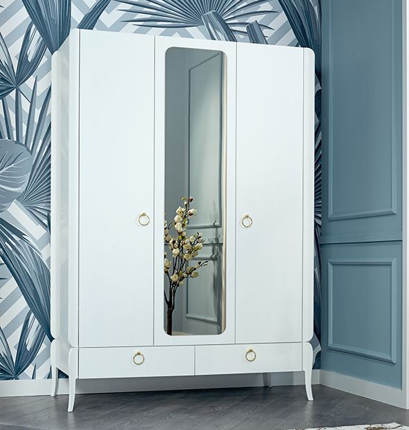 Kleiderschrank Elegant White 3-Türig mit Spiegel