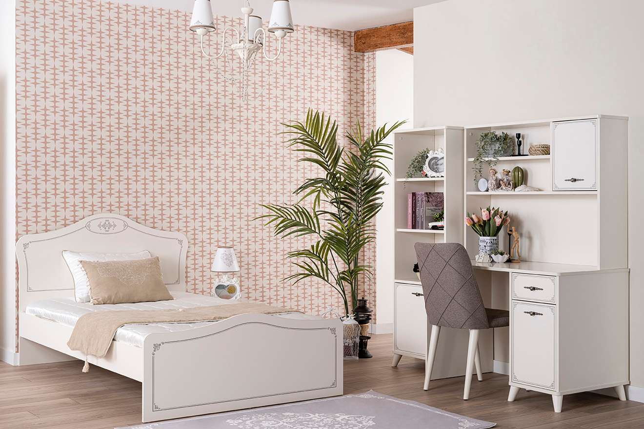 Einzelbett Pearl 100 x 200 cm in Weiß