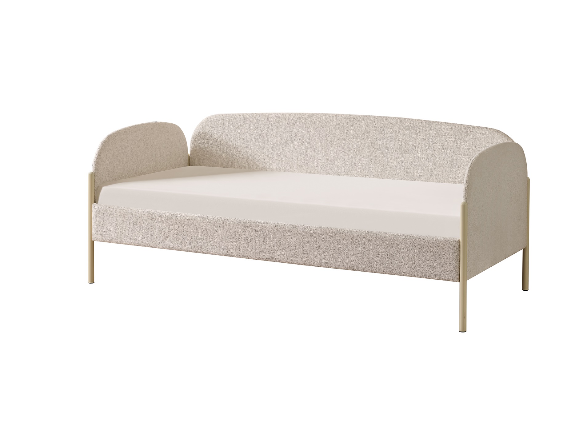 Tagesbett Classy 90 x 200 cm mit Bettkasten in Cremeweiß/Holzoptik