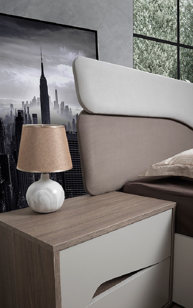 Schlafzimmer-Set Sole 6-Teilig in Créme/Holzoptik