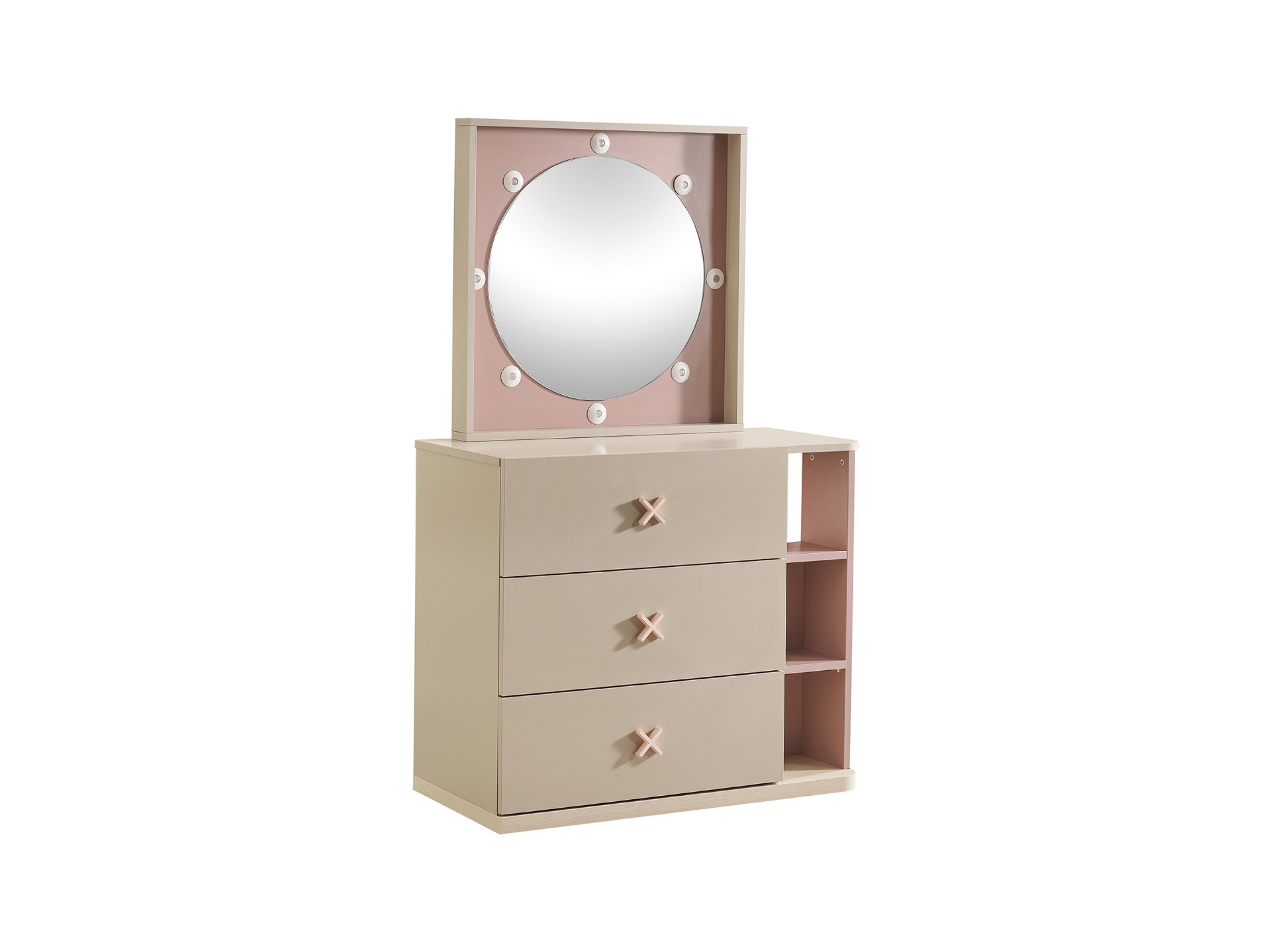 Wäschekommode Rosie in Rosa/Beige