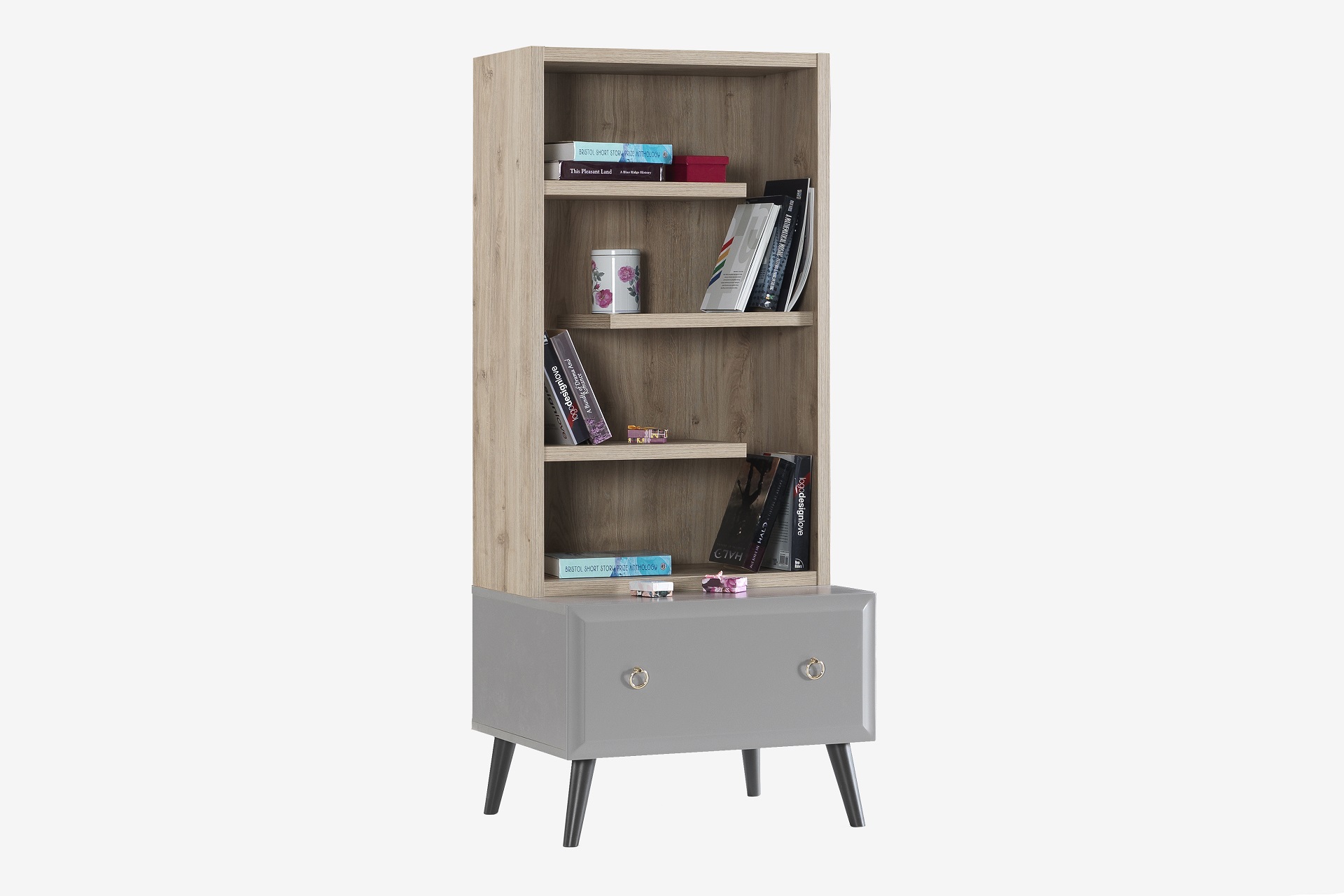 Bücherregal Luna in Grau/Holzoptik