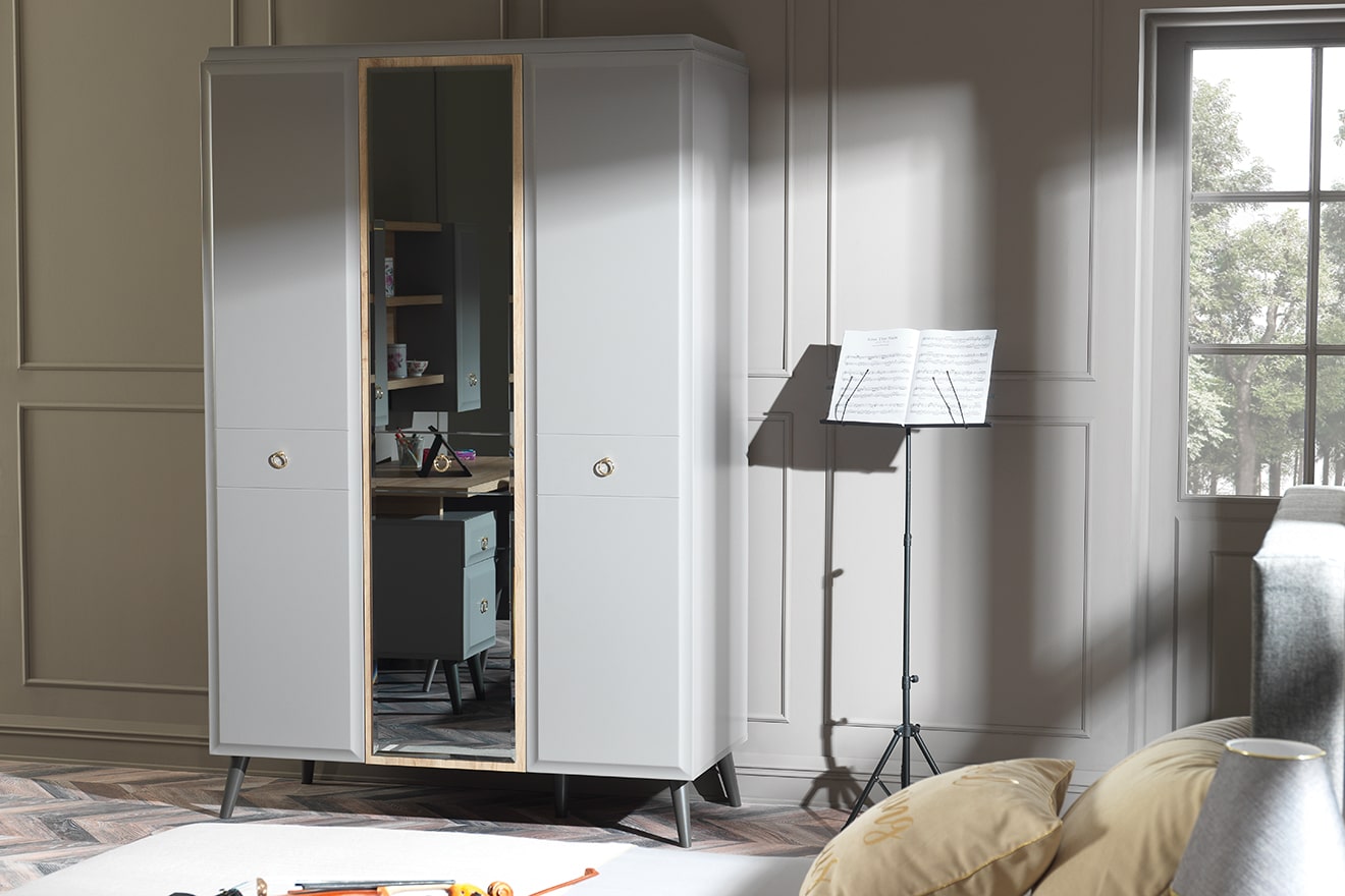 Kleiderschrank Luna 3-Türig in Grau