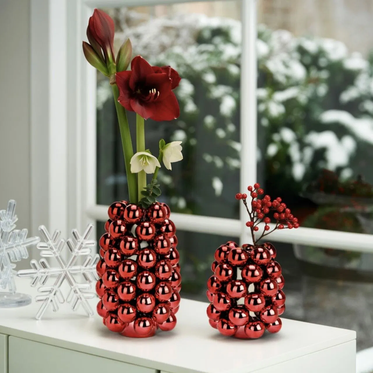 Vase Bubble Porzellan Rot