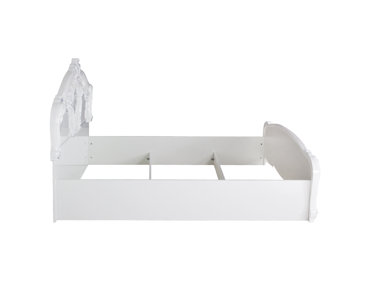 Barock Doppelbett Remo-Bianco in Weiss/Silber 180x200 cm