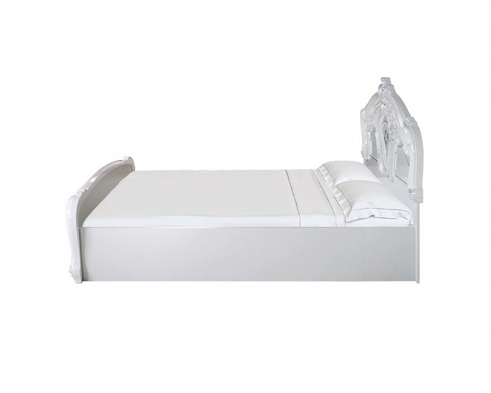 Barock Doppelbett Remo-Bianco in Weiss/Silber 160x200 cm