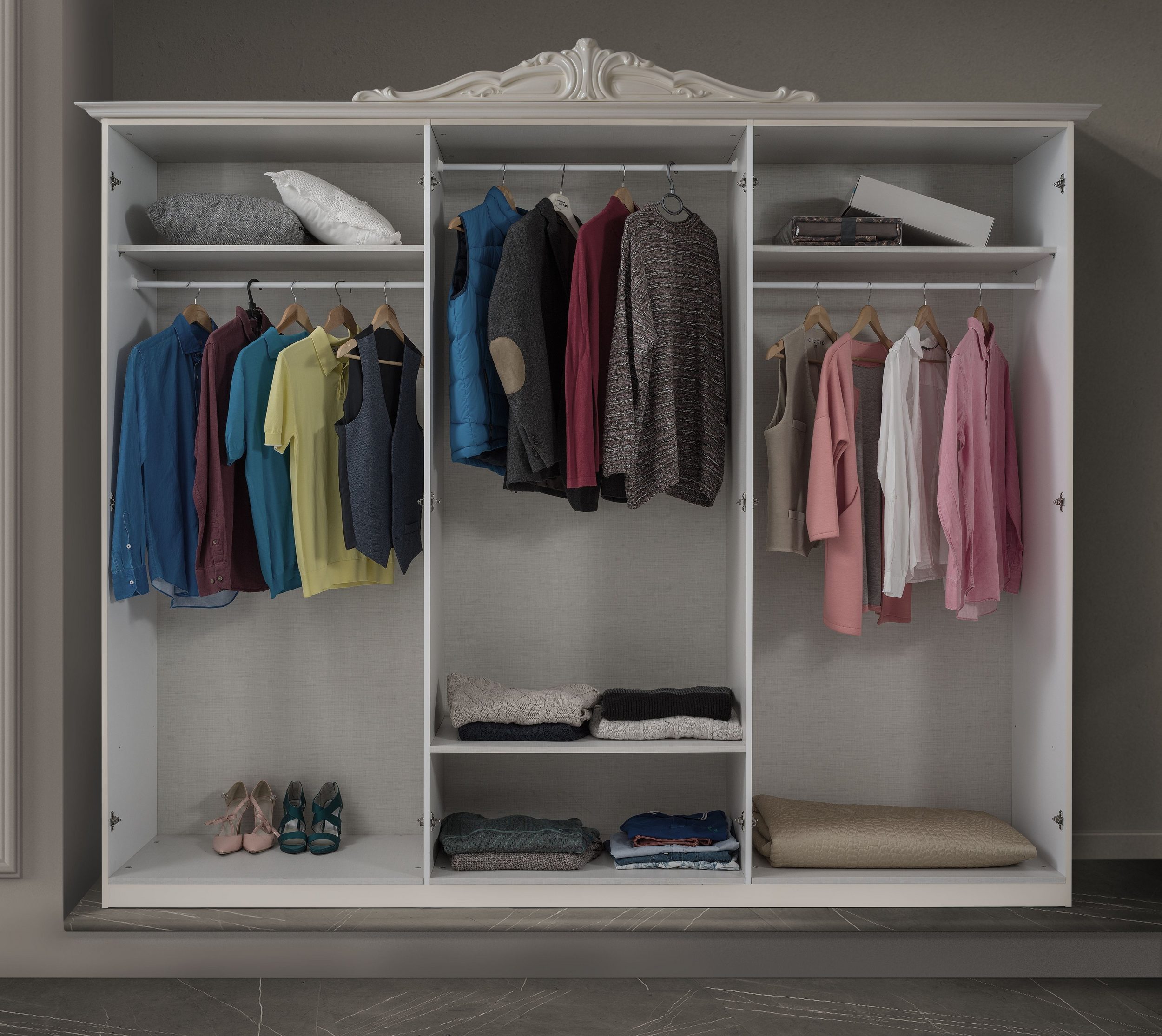 Barock Schlafzimmer Noana in Beige 7-Teilig 