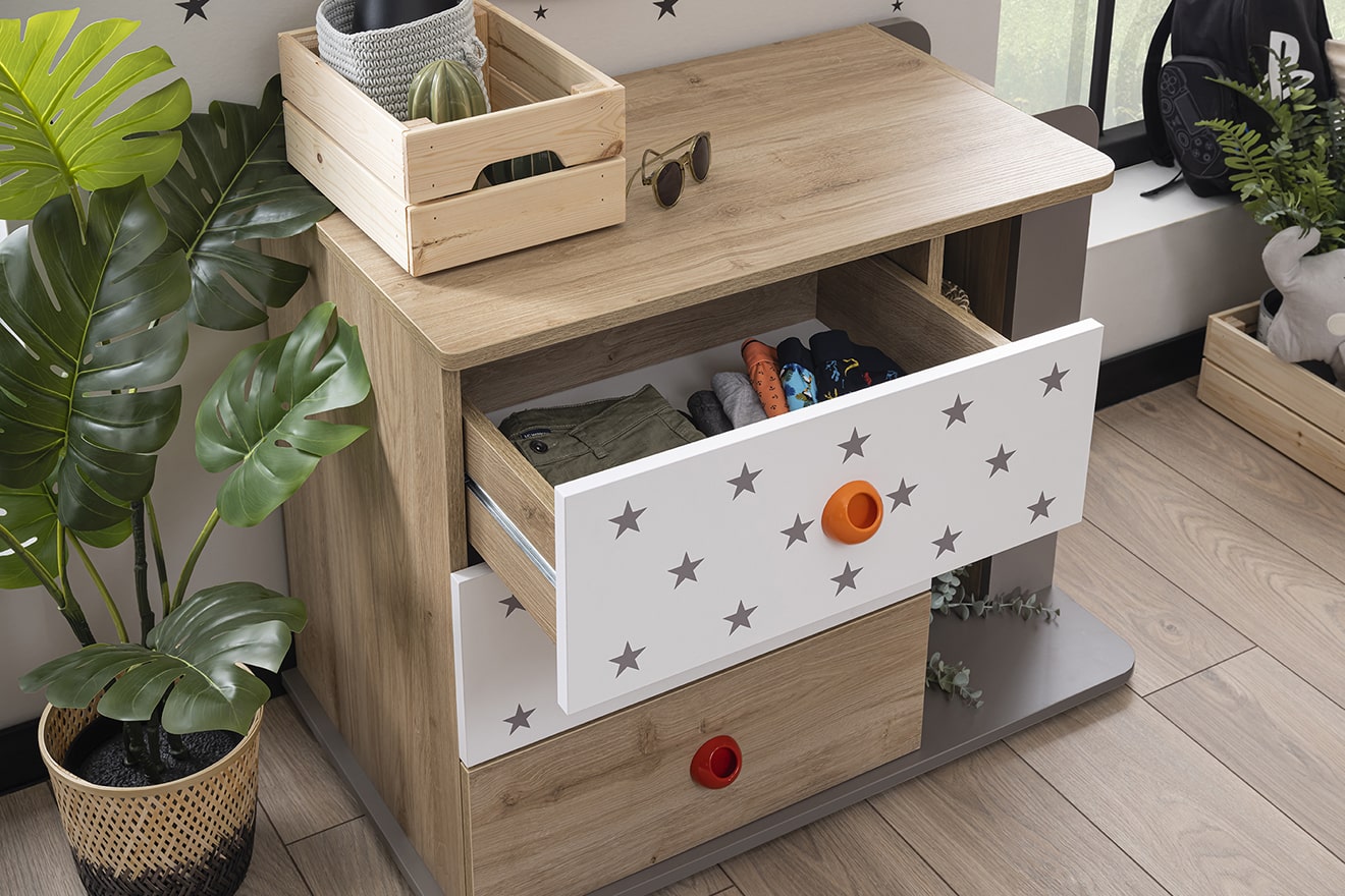 Kinderzimmer-Set Stars in Holzoptik/Braun 5-Teilig