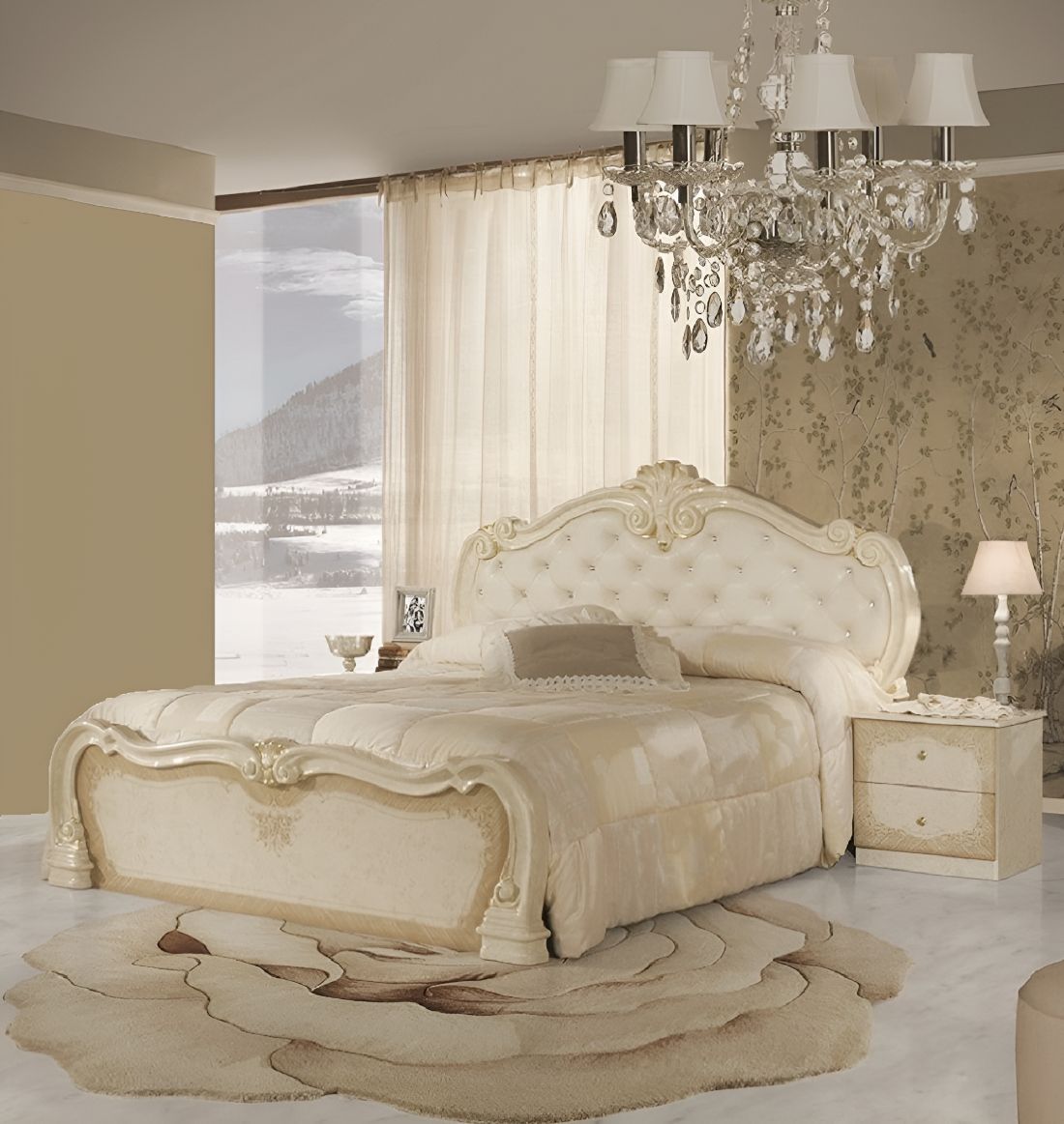 Barock Bettanlage Serafina 3-Teilig in Beige