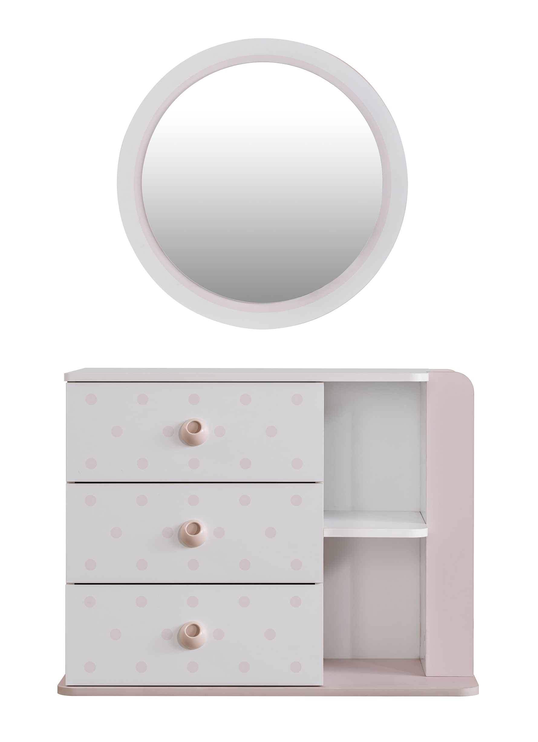 Kommode Rainbow mit 3 Schubladen in Weiß/Rosa