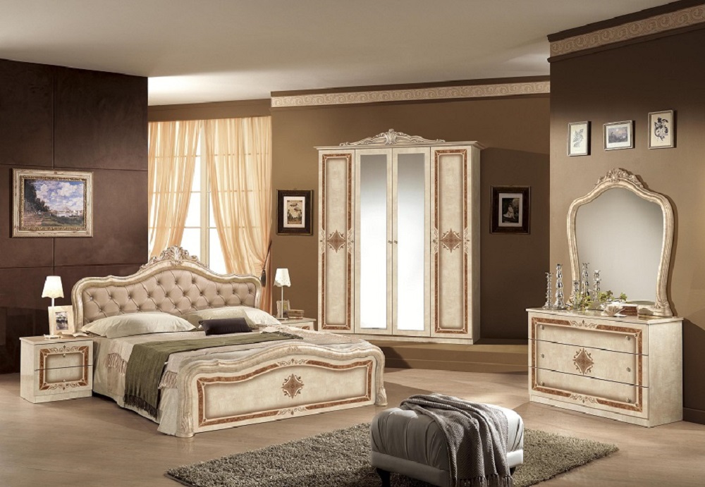 Barock Schlafzimmer-Set Leana 4-Teilig in Beige