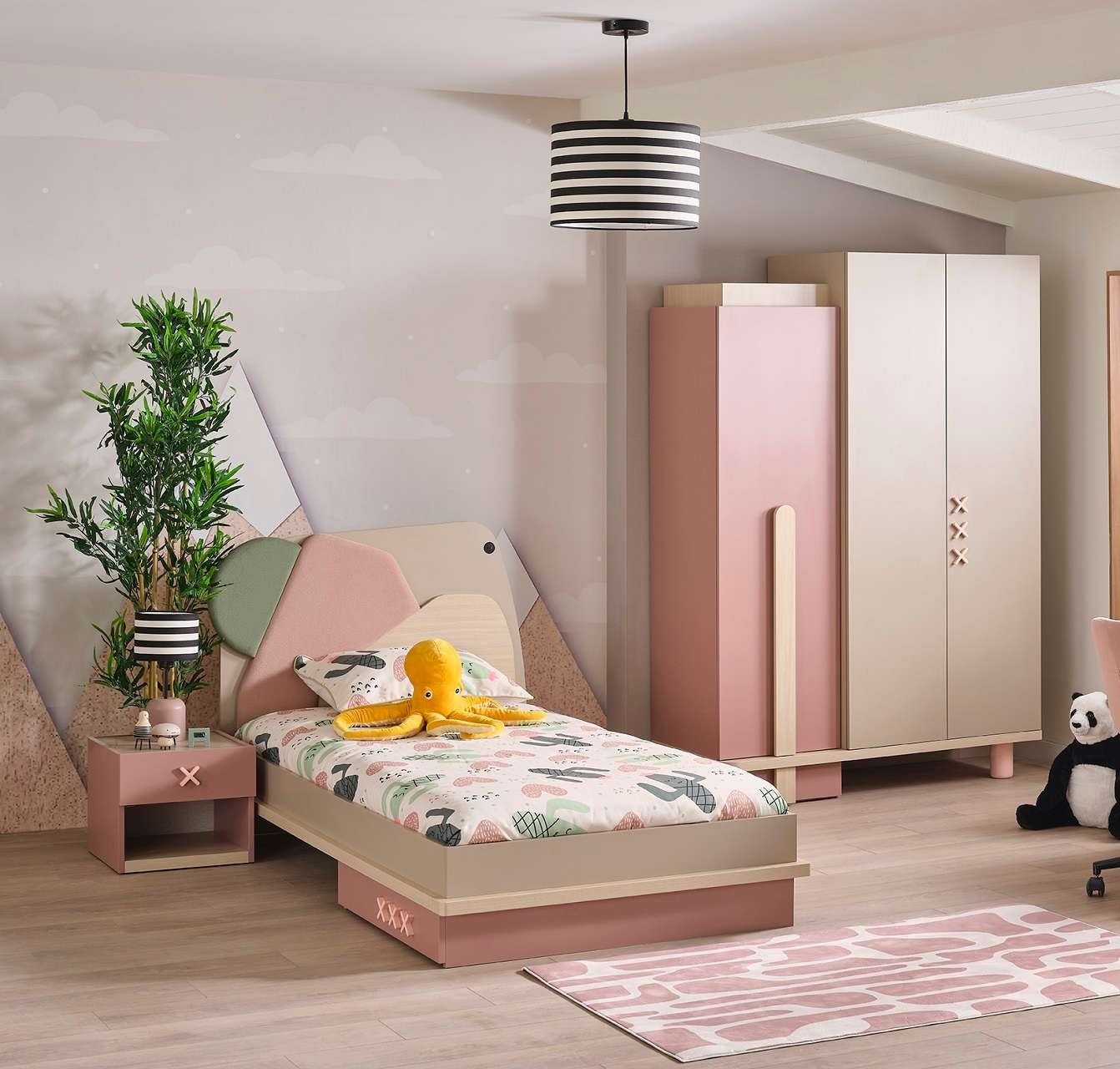 Kinderzimmer-Set Rosie 3-Teilig in Rosa/Beige