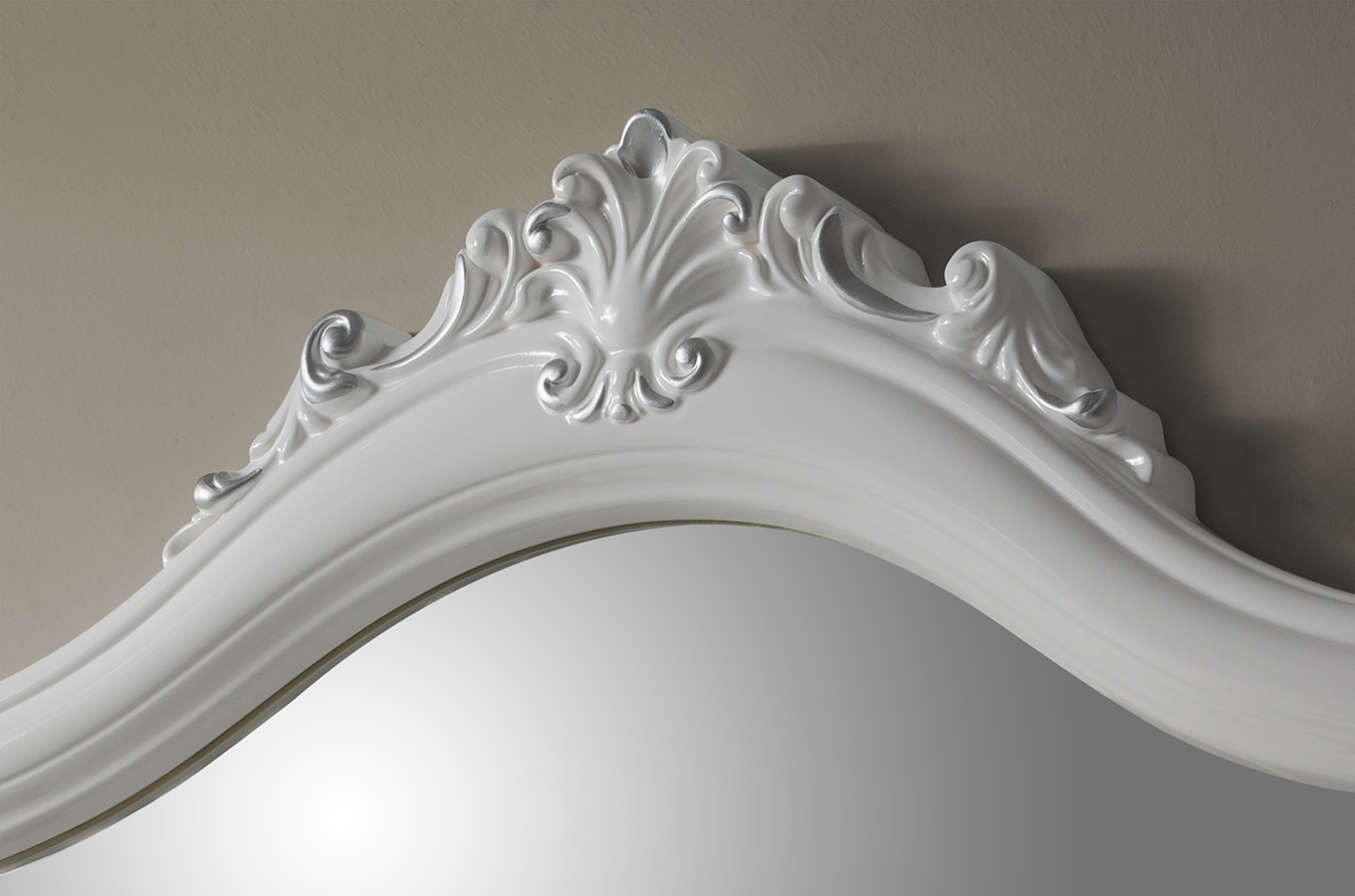 Barock Schlafzimmer-Set Leana 6-Teilig in Weiß/Silber