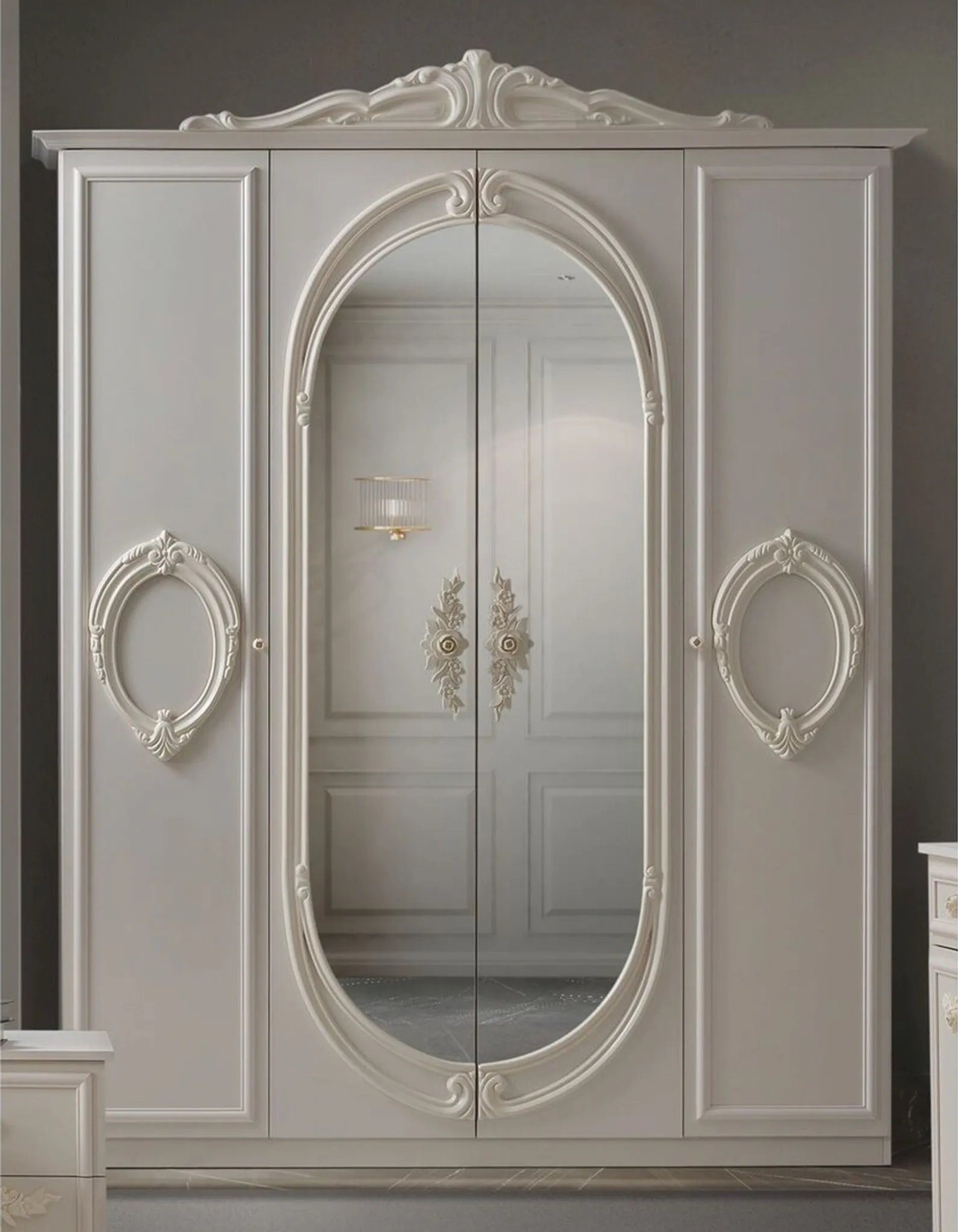 Barock Schlafzimmer Noana in Beige 7-Teilig 