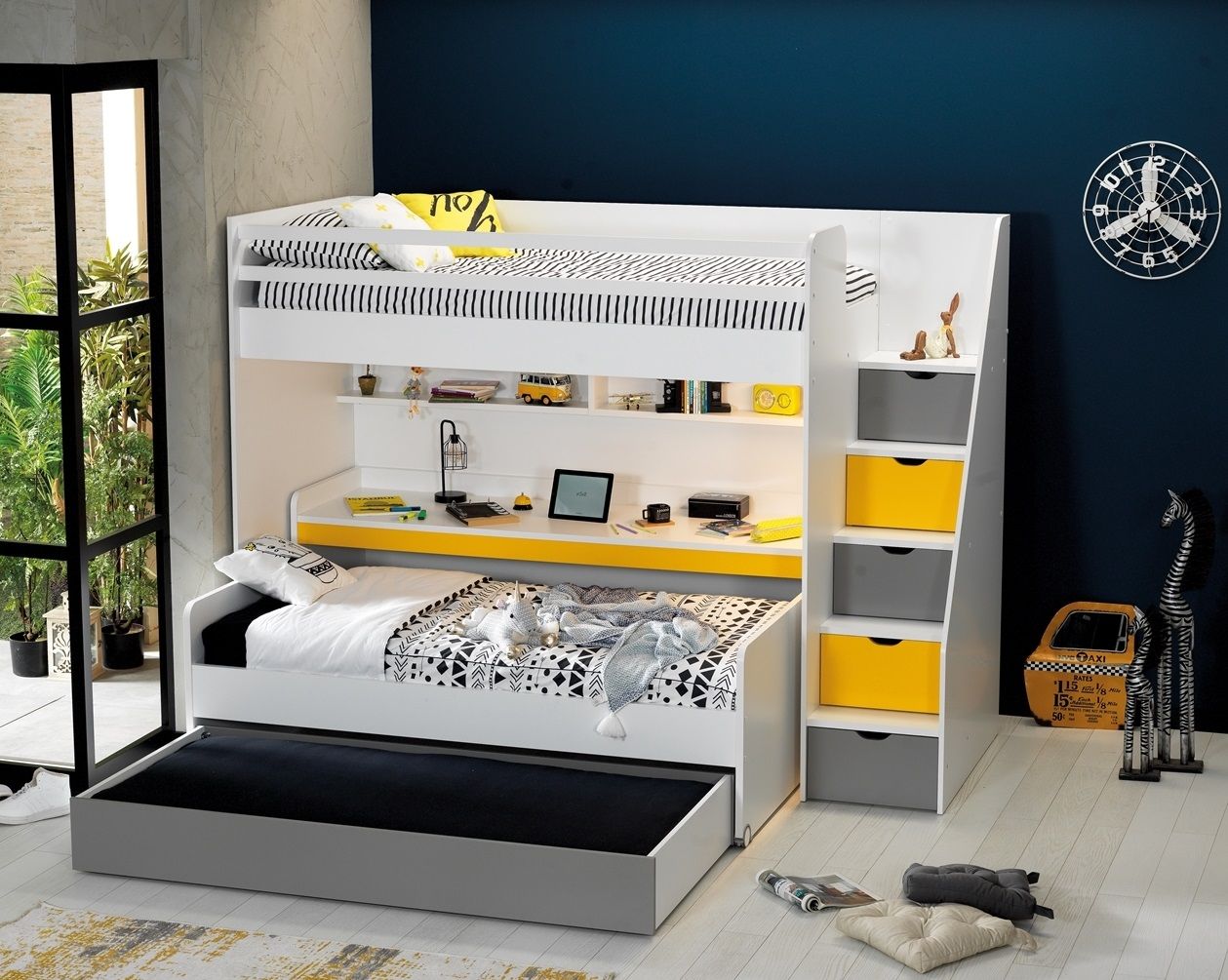 Hochbett Set Neo 4-Teilig inkl. 3 Schlafplätze in verschiedenen Farben