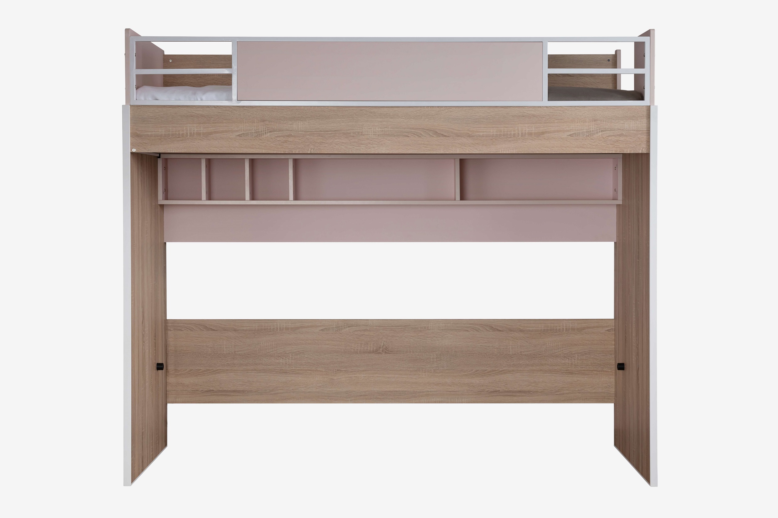 Etagenbett Angel 5-Teilig in Holzoptik/Weiß/Pink