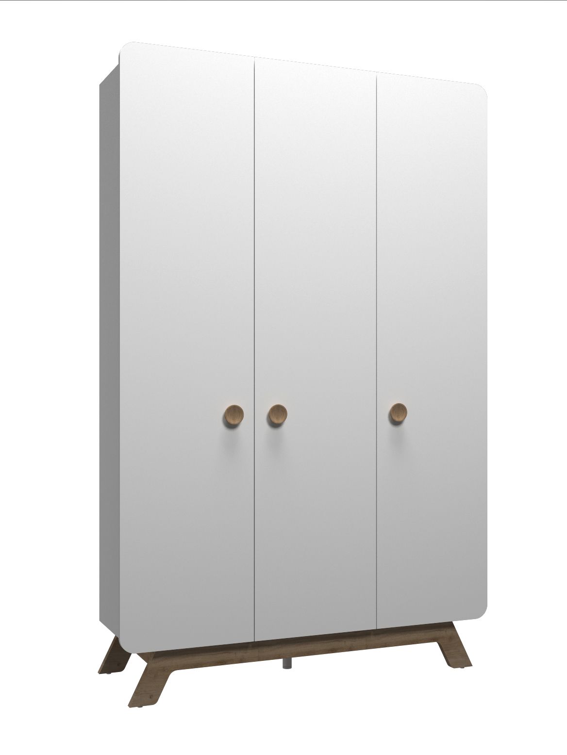 Kleiderschrank Baby Cute 3-Türig in Weiss/Eiche