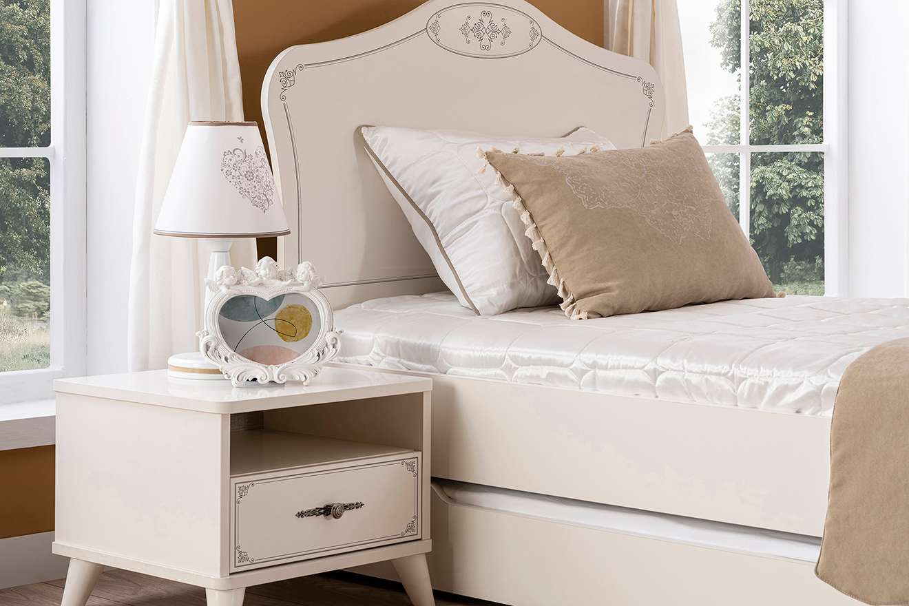 Einzelbett Pearl 100 x 200 cm in Weiß