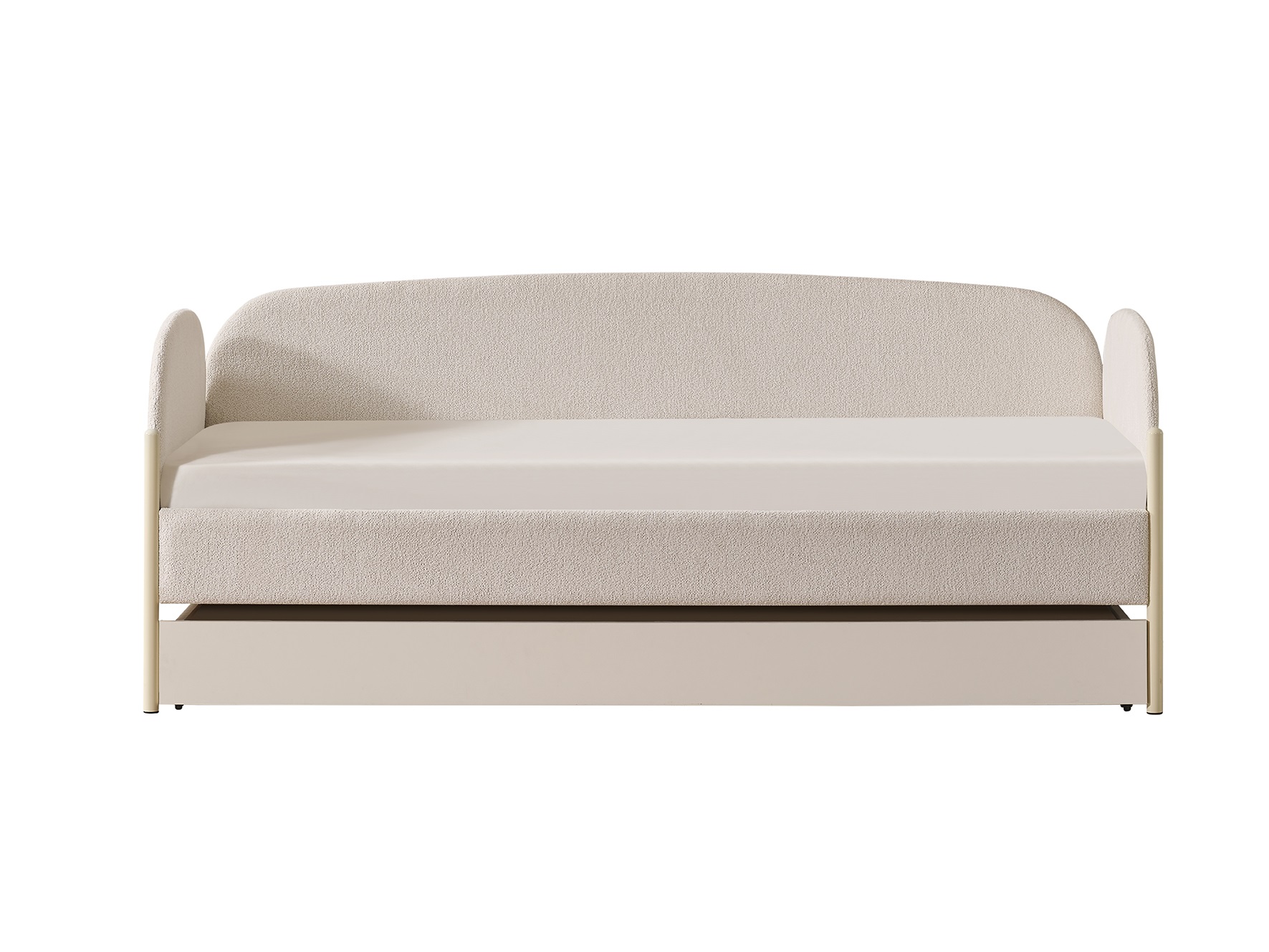 Tagesbett Classy 90 x 200 cm mit Bettkasten in Cremeweiß/Holzoptik