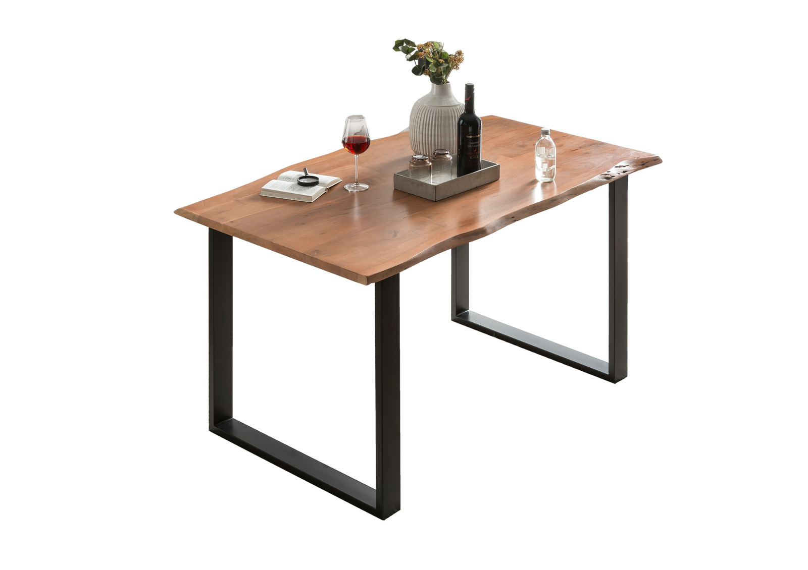 Baumkante-Esstisch TABLES & CO 120 x 80 cm Akazie natur keilgezinkt