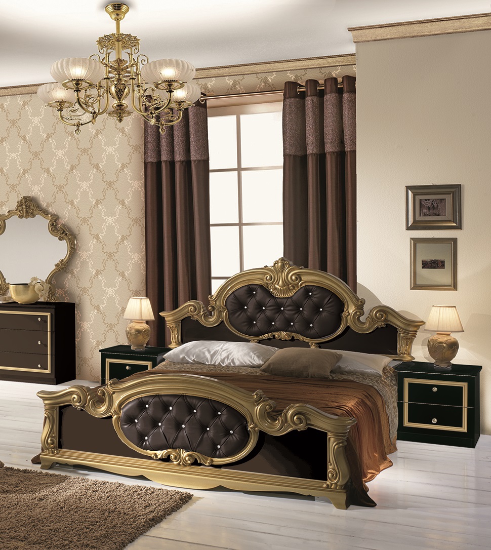 Barock Schlafzimmer Barokko in Schwarz-Gold