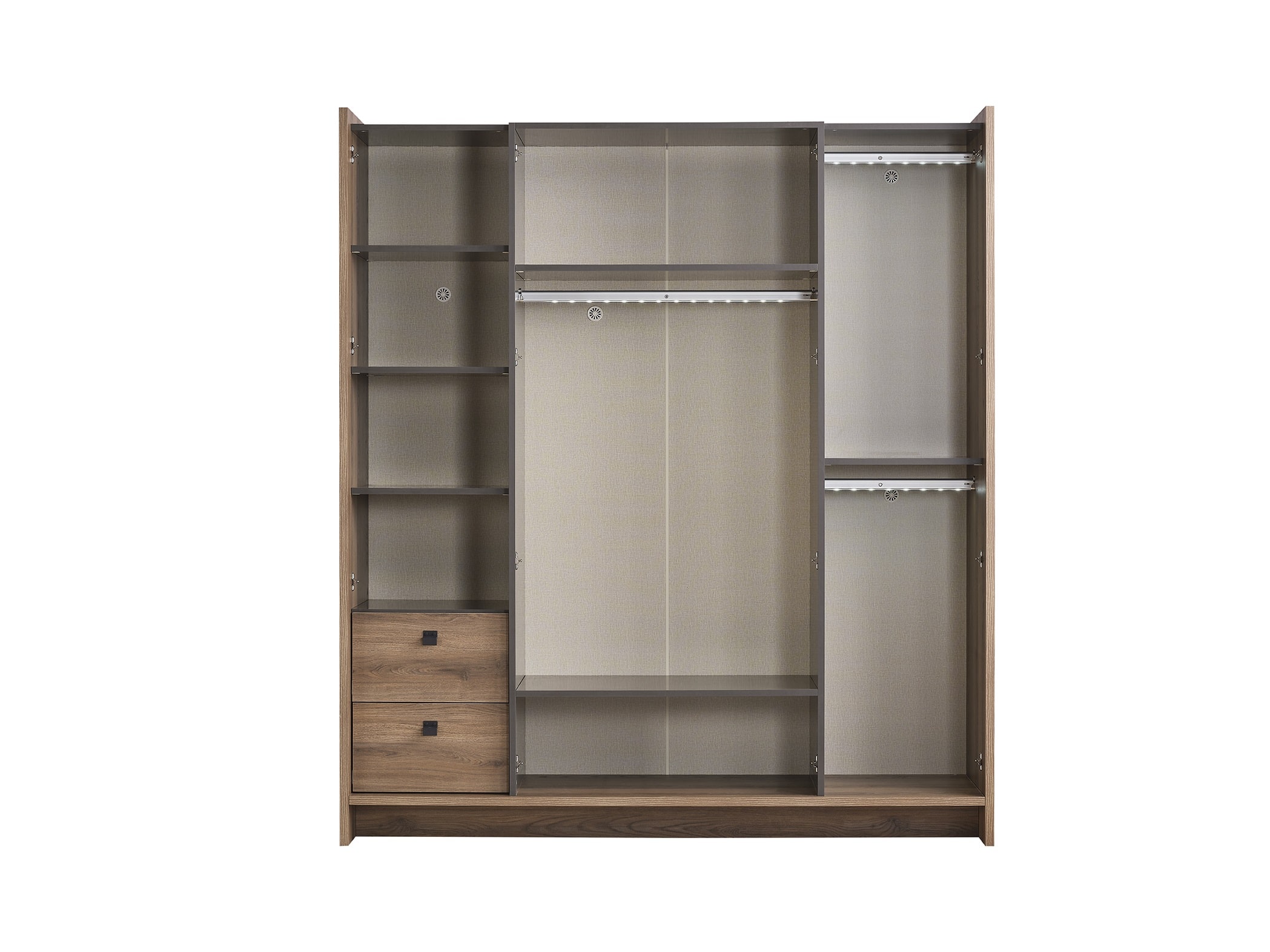 Kleiderschrank Craft 4-Türig in Anthrazit/Silbergrau/Holzoptik