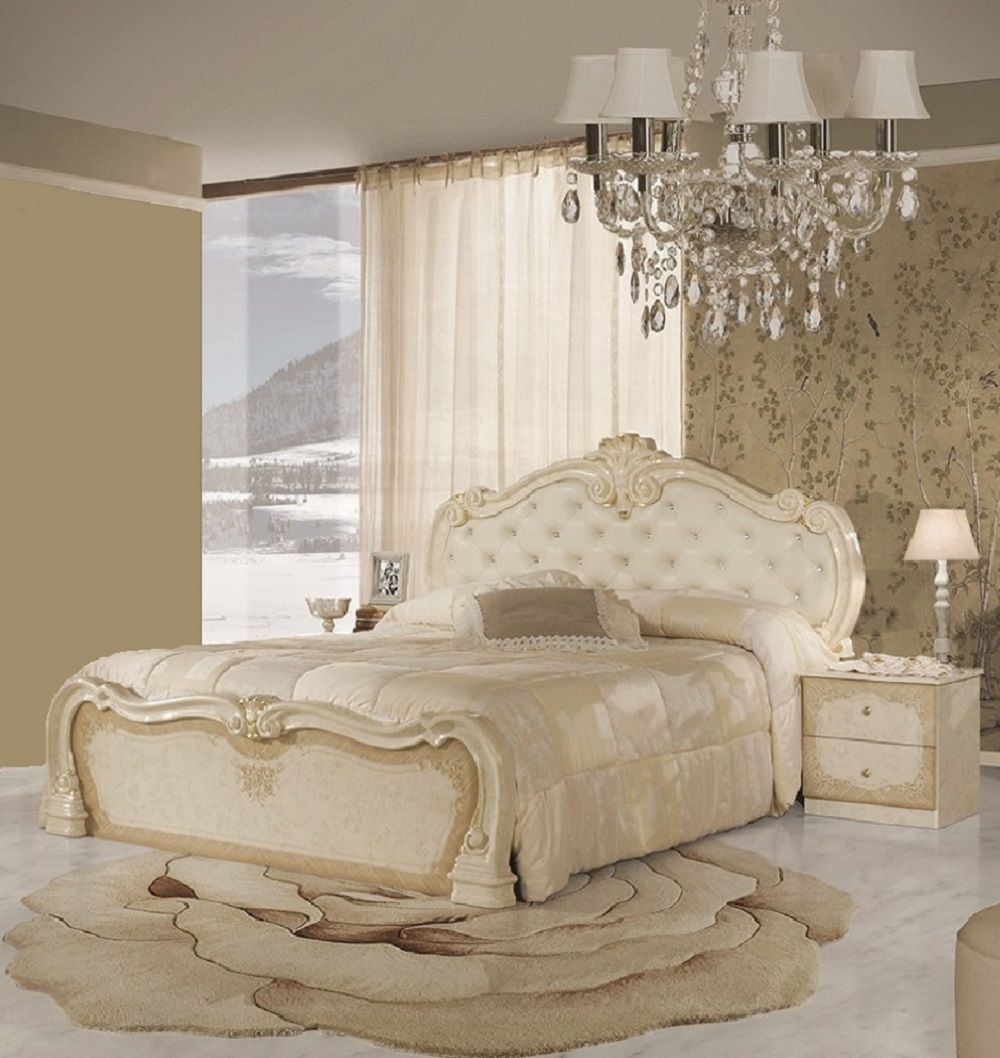 Barock Schlafzimmer-Set Serafina in Beige 4-Teilig
