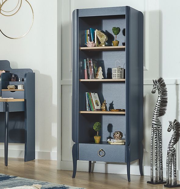 Bücherregal Elegant Blue mit Schublade