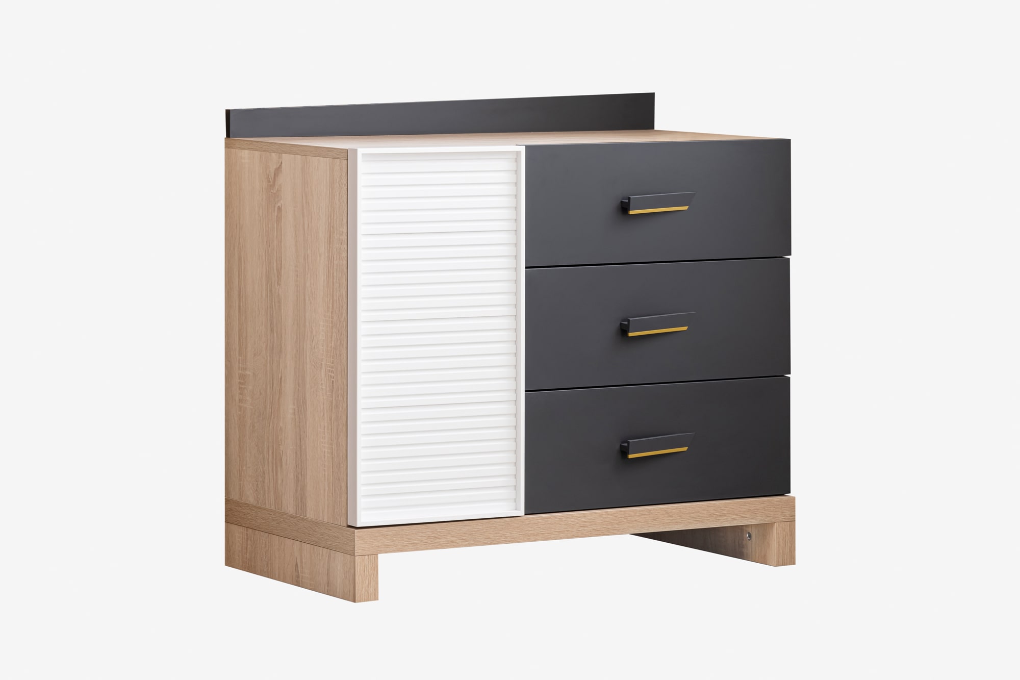 Wäschekommode New City in Holzoptik/Weiß/Schwarz