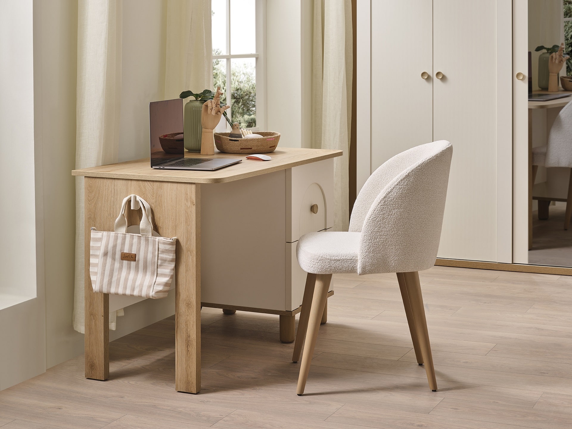 Schreibtisch Classy in Cremeweiß/Holzoptik
