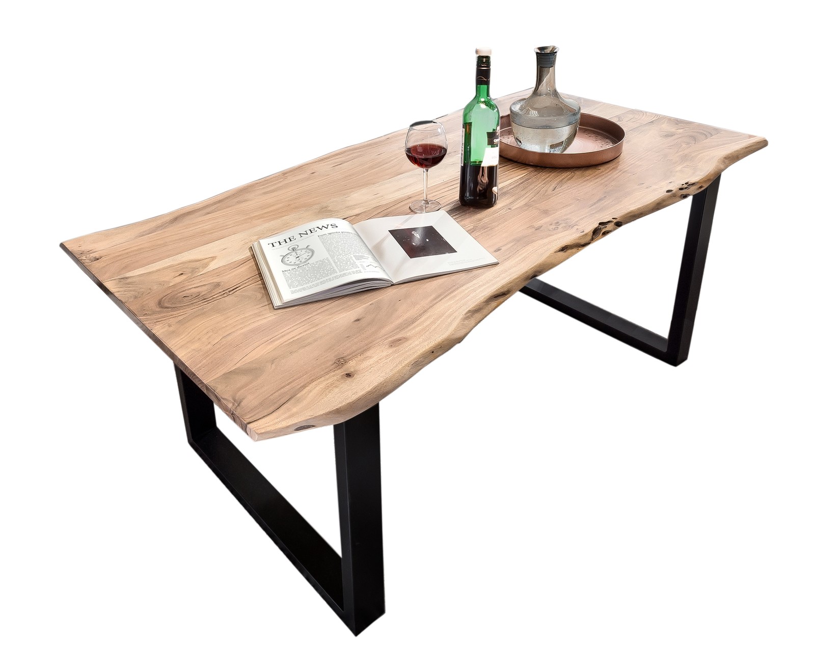 Baumkante-Esstisch TABLES & CO 180 x 90 cm Akazie natur